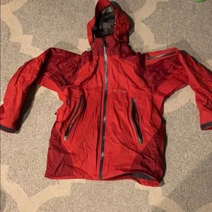 Red Columbia rain jacket